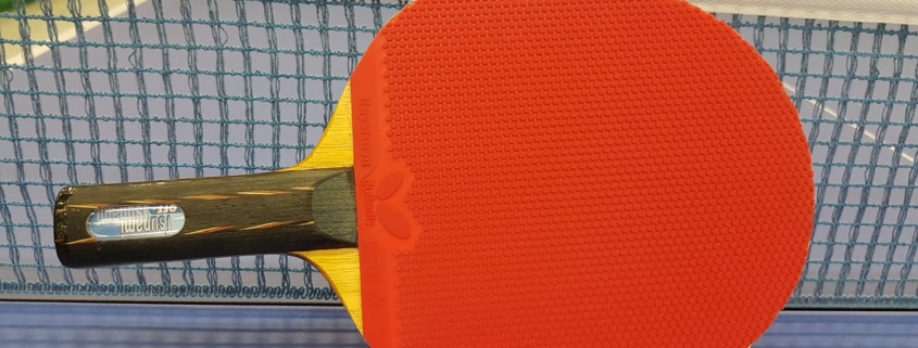 Tischtennisschläger vor Netz